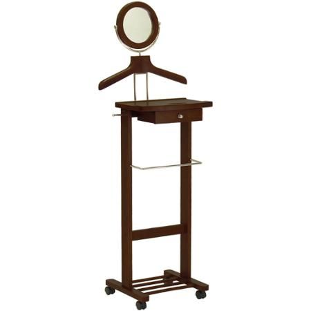 Valet Stand with Drawer on Casters, Antique Walnut Clothes Valet, Dresser Valet, Mens Valet, Shoes Cabinet, Mirror Drawers, Valet Stand, Clothes Stand, Wood Vanity, Standing Mirror