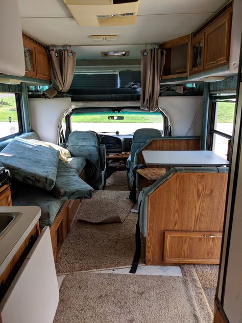 More Updates to Our 90's RV (Help Us Choose a Name!) Class C Rv Remodel, Motorhome Remodel, Rv Redo, Motorhome Interior, Rv Furniture, Camper Trailer Remodel, Rv Renovation, Rv Repair, Diy Camper Remodel