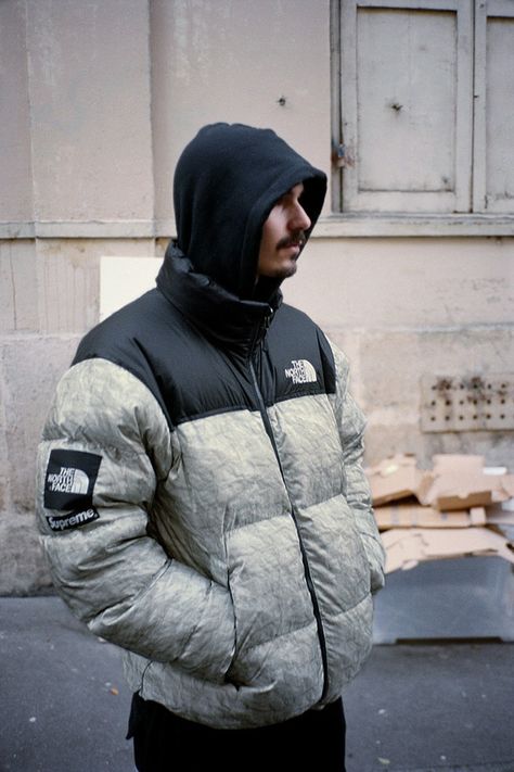 Supreme x The North Face FW19 Nuptse Collection: First Look Mens Smart Outfits, Street Wear For Men, Drip Ideas, North Face Jacket Mens, Smart Outfits, Hip Hop 90s, Nuptse Jacket, Photo Mode, North Face Nuptse