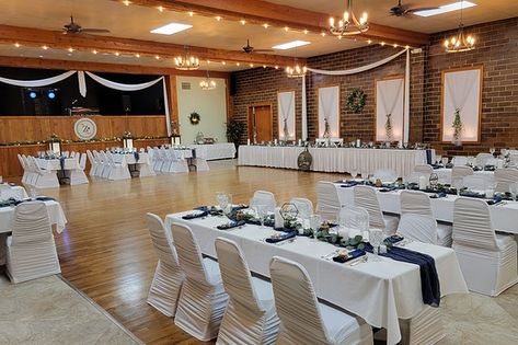 Weddings | The Z Hall Decorating A Hall For A Wedding, Hall Wedding Reception, Ladies Bathroom, Cedar Walls, Small Hall, Wedding Backyard, Simple Wedding Decorations, Event Hall, Indoor Ceremony