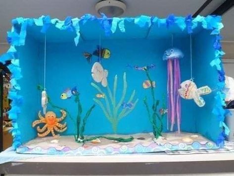 Aquatic Animals Craft, Diorama Kids, Habitats Projects, Under The Sea Crafts, Ocean Projects, Preschool Art Projects, For Educational Purposes Only, Sea Crafts, Diy Bricolage