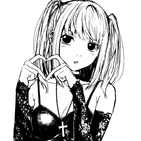 Misa Amane Manga Art, Fairy Tail Anime Lucy, L Icon, Y2k Profile Picture, Misa Amane, Notes Art, Anime Monochrome, Cute Profile Pictures, Book Art Drawings