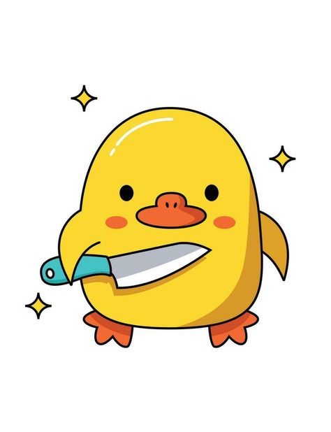 Dangerous cute duck with different weapons. Holds a sharp knife. Vector graphic. Knife Icon, Duck With Knife, Knife Tattoo, Duck Pins, Sharp Knife, Cute Duck, Sleeves Ideas, Wallpaper Ideas, Punch Needle