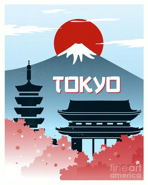 Tokyo Vintage, Vintage Poster Design, Travel Painting, Poster Travel, Japon Illustration, Retro Travel Poster, Art Deco Posters, Free Art Prints, City Illustration