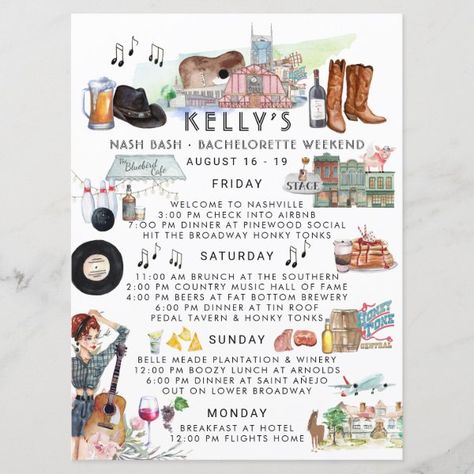 Bachelorette Weekend Itinerary | Nashville Invitation Nashville Invitation, Destination Birthday Party, Itinerary Invitation, Bachelorette Weekend Itinerary, Nashville Bachelorette Party, Nashville Bachelorette, Weekend Itinerary, Last Ride, Bachelorette Trip