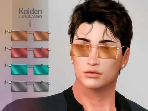 Suzue's Kaiden Sunglasses Sims 4 Cc Sunglasses Male, Sims 4 Cc Xmen, Sims 4 Sunglasses, Sims 4 Y2k, Cc Men, Sims 3 Worlds, Planet Earrings, Y2k Sunglasses, Sims 4 Update