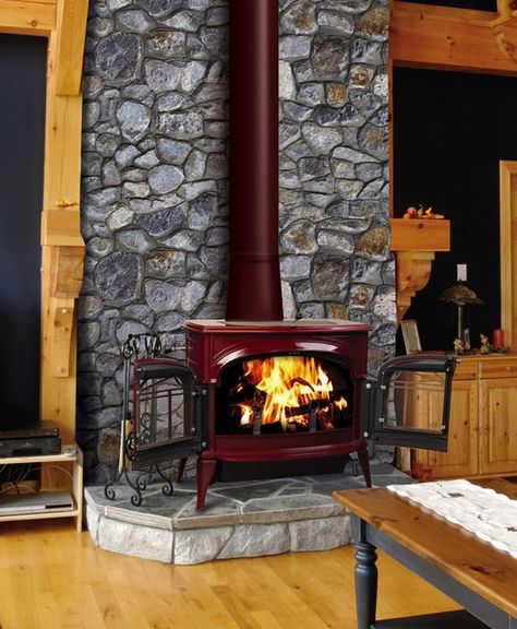 Vermont Castings Wood Stove, Wood Stove Surround, Stove Hearth, Wood Stove Hearth, Wood Stove Wall, Vermont Castings, Wood Stove Fireplace, Best Tiny House, Freestanding Fireplace