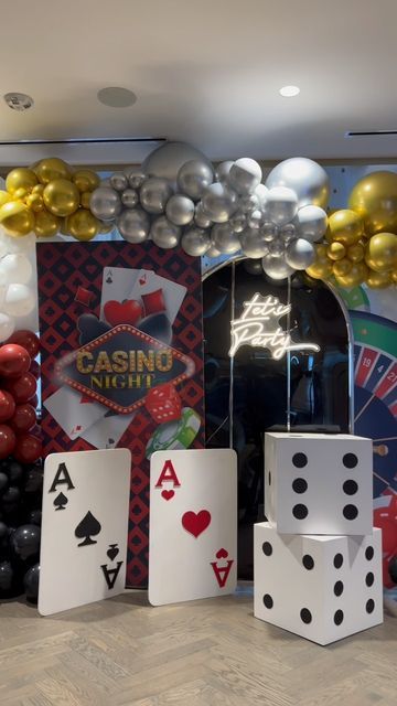 NarisEvents INC on Instagram: "You are my 🔥 FIRE , the one desire 🤍🤍🤍. Watch along 🎰♠️♥️♣️♦️🃏 What do you think of this Casino Night? Comment below 👇🏻 . . . Event planning and styling @narisevents #1stbirthday #1stbirthdayideas #bridalshowerdecor #bridalshowerideas #bridalshowervibes #bridetobe2022 #bridetobe #birthdayideas #babyshowerideas #weddingideas #narisevents #graduationideas #graduation #graduationdecor #classof2022 #bayareaevents #bayareaeventplanner #bayareawedding #ba Casino Theme Party Sweet 16, 21st Birthday Casino Theme, Casino Night Balloon Garland, 60th Birthday Casino Theme, Dti Theme Casino Night, Carnival Font, Bridal Shower Deco, Casino Birthday Party, Casino Theme Party Decorations