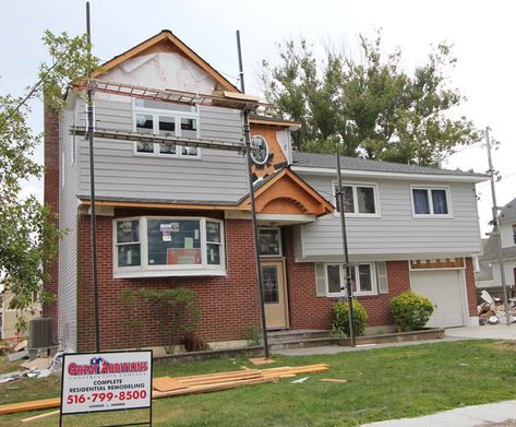 Second Floor Addition on Split-Level House - Baldwin, NY Split Level Addition Ideas, Split Foyer House, Split Level Addition, Split Level House Remodels, Second Floor Addition, Split Level Remodel, Split Entry, Split Foyer, Home Exterior Makeover