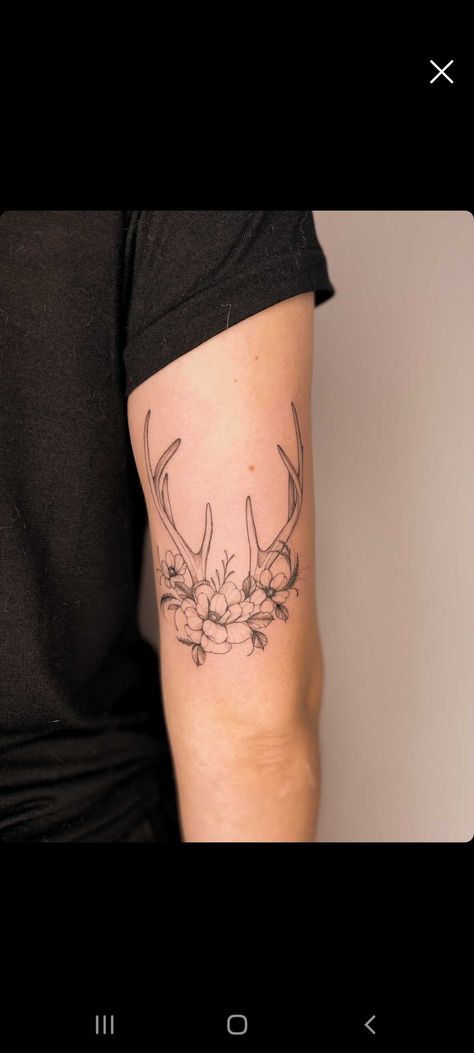 Elk Skull Tattoo For Women, Deer Horn Tattoo For Women, Turkey Tattoo For Women, Hunting Tattoos For Women, Deer Horn Tattoo, Outdoorsy Tattoos, Deer Antler Tattoos, Deer Antler Tattoo, Turkey Tattoos