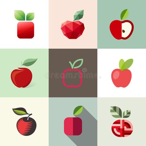 Apple Logo Design, Fruit Logo Design, Elements For Design, Apple Illustration, Apple Vector, Vegetable Design, Fruit Logo, Apple Boxes, Illustration Art Design