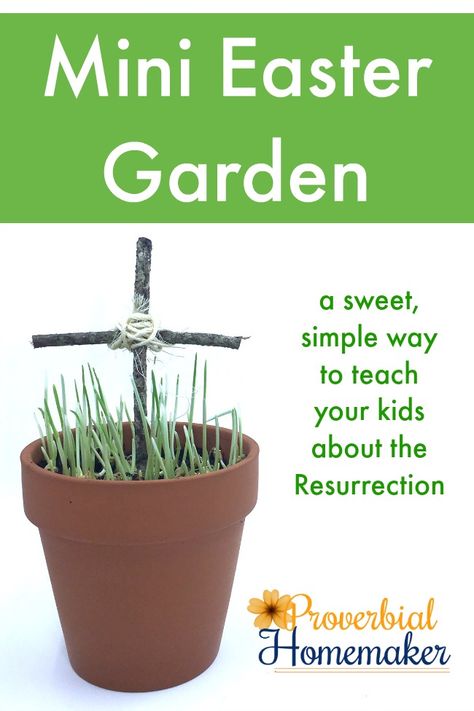 Such a fun twist on this idea! Teach your kids about the resurrection story with a mini Easter garden! Resurrection Crafts, Good Friday Crafts, Palm Sunday Crafts, Christ Centered Easter, Easter Lessons, Easter Sunday School, Easter Preschool, Easter Activities For Kids, Sunday School Crafts For Kids