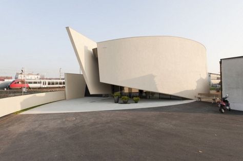 Architects: HOFRICHTER-RITTER Architects Location: Graz, Austria Completion: 2011 Photographs: Karl Heinz Putz   “Father, into your Quiet Architecture, Arch Concept, Round Building, Modern Church, Religious Architecture, Oscar Niemeyer, Curved Walls, Commercial Building, Church Architecture