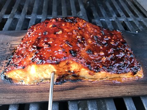 Grilled Cedar Planked Salmon with Asian Glaze - A Hint of Wine Recipes On Grill, Plank Grilled Salmon, Salmon Butter, Asian Glaze, Salmon Dinner Ideas, Best Grilled Salmon Recipe, Cedar Plank Grilled Salmon, Asian Salmon, Bbq Fish