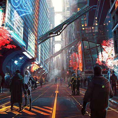 Sci-Fi City Alley - Game Art Sci Fi City Street, Sci Fi Street, Coriolis Rpg, City Alley, Futuristic Cities, Scifi City, Game Studio, Sci Fi City, Science Fiction Novels