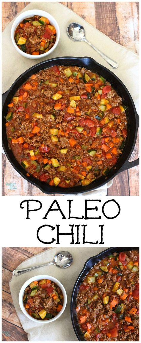 This paleo chili recipe is even better than the traditional kind. It's hearty, filling and full of flavor. Paleo Chili Recipe, Paleo Menu, Paleo Chili, Veggie Chili, Paleo Soup, Paleo Diet Recipes, Paleo Lunch, Makanan Diet, Life Fitness