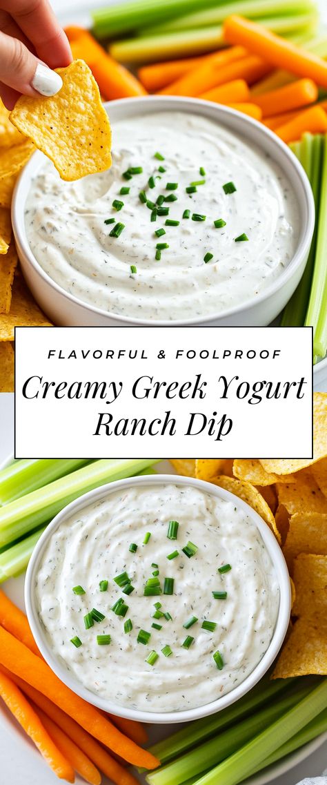 Image for Creamy Greek Yogurt Ranch Dip Yogurt Based Dips, Greek Yogurt Chip Dip, Yogurt Ranch Dip, Yogurt Dips, Greek Yogurt Ranch Dip, Greek Yogurt Dip, Yogurt Ranch, Greek Yogurt Ranch, Ranch Dip Recipe