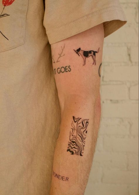 Indy Tattoos, Bauhaus Tattoo, Cool Simple Tattoos For Guys, Patchwork Tattoo Men, Nonbinary Tattoo, Architect Tattoo, Dainty Tattoo Designs, Curiosity Tattoo, Tattoo Designs Drawings