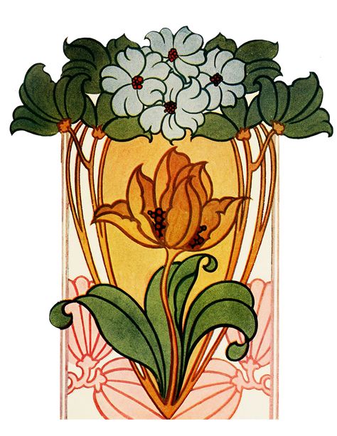 Art Nouveau Picture Gallery Art Nouveau Floral Illustration, Art Nouveau Flowers Illustration, Fleurs Art Nouveau, Architecture Art Nouveau, Nouveau Flowers, Motifs Art Nouveau, Illustration Art Nouveau, Alphonse Mucha Art, Design Art Nouveau