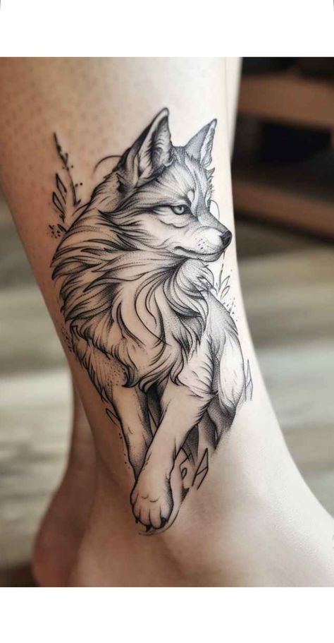 Harp Tattoo, Feminine Goth, Miniature Tattoos, Wolf Tattoos For Women, Animal Tattoos For Women, Small Wolf Tattoo, Fox Tattoo Design, Goth Tattoo, Virgo Tattoo