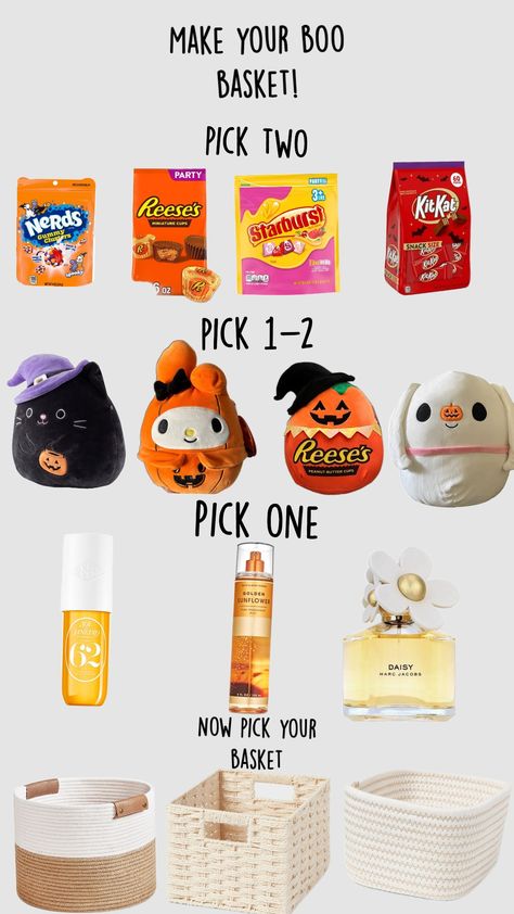 make your boo basket! #halloweenaesthetic #halloween2024 #slay #fyp #basket #aesthetic #boobasket #cute #2024 #wishlist #halloween #soldejaneiro #perfume Soldejaneiro Perfume, Basket Aesthetic, 2024 Wishlist, Boo Basket, Reeses Peanut Butter Cups, Reeses Peanut Butter, Cute Diys, Peanut Butter Cups, Pick One