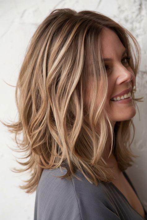 30 Trending Medium Layered Haircuts 2025: Styles for Thick, Wavy & Fine Hair Haircut For Fine Wavy Hair, Bangs And Side Bangs, Mid Length Hair With Layers Wavy, Wavy Fine Hair, Thick Wavy Haircuts, Layered Haircuts Straight Hair, Layered Haircuts Straight, Wavy Mid Length Hair, Haircuts 2025