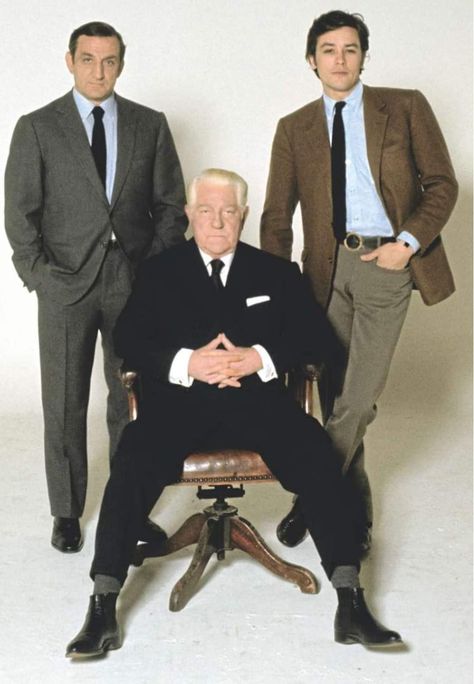 Jean Gabin & Lino Ventura & Alain Delon Alain Delon Aesthetic, Alain Delon Style, Jean Gabin, Montgomery Clift, Mauro Icardi, Classy Suits, French Cinema, Claudia Cardinale, King Fashion