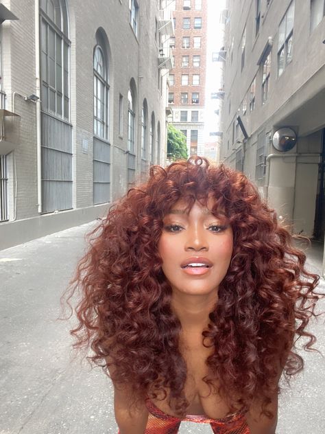 41 Best Fall Hair Colors You'll Obsess Over for 2020 | Glamour Big Bouncy Hair 90s, Copper Hair On Mixed Women, Dark Copper Hair Curly, Cooper Hair Color Curly, Peekaboo On Curly Hair, Cooper Hair Color Black Women, Copper Balayage Curly Hair, Auburn Hair Black Women, Cool Tone Red Hair