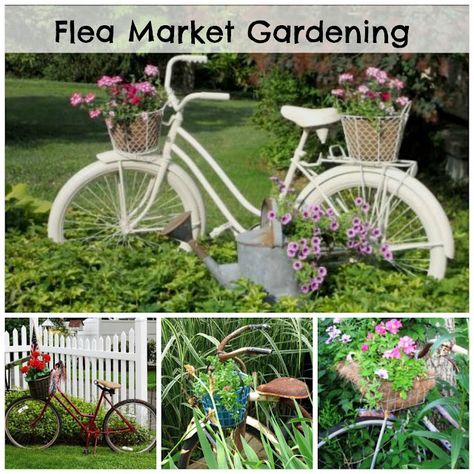 Taman Vintage, Bike Planter, Bike Decor, Organized Clutter, Flea Market Gardening, Bicycle Decor, Vintage Garden Decor, Deco Floral, Vintage Bicycles