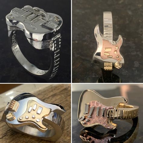 MUSICIANRINGS BY ATLAS - Home Guitar Ring, What Is Your Dream, Dream Guitar, Guitar Jewelry, Brain Storm, Guitar Obsession, Retro Gadgets, Cool Electric Guitars, Music Jewelry