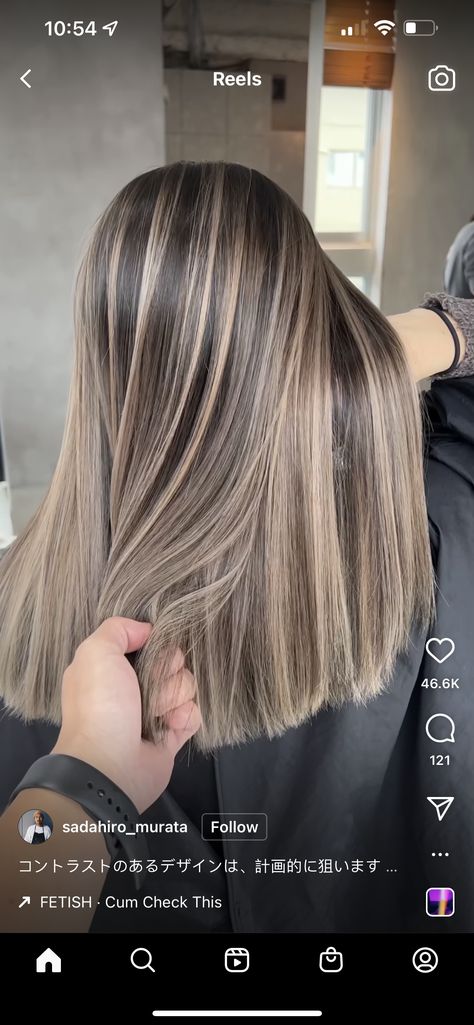 Ash Blonde Balayage Straight Hair, Straight Ash Blonde Balayage, Uneven Bleached Hair, Ash Blonde Partial Balayage, Balayage Bleach Placement, Ash Blonde Hair 2024, Brown Hair Inspo, Balayage Hair Dark, Fresh Hair