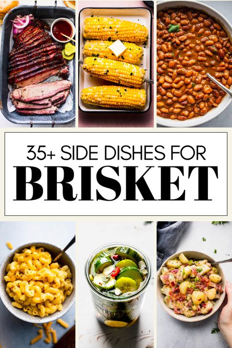 Wondering what the best sides for brisket are? These EASY side dishes pair perfectly with your favorite beef brisket recipe! Sides For Brisket Tacos, Side Dishes For Beef Brisket, Sides For Bbq Brisket, Brisket Dinner Recipes, What Goes Good With Brisket, Sides For Beef Brisket, What Goes With Brisket, Sides For Brisket Sandwiches, Side For Brisket