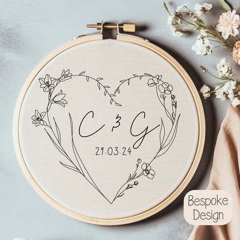 Stitch a heartfelt memory with this customizable floral heart wreath embroidery pattern, perfect for weddings, anniversaries, or engagements. Tell us what you want to be inscribed on your design in the personalization box, and we'll email you a PDF pattern ready for transfer and stitching within 48 hours. Most often, we can deliver it even faster! We offer multiple hoop sizes to suit your project. Because we work out of Europe, please allow for potential time zone variations. 


.#embroideredwedding #DIYembroidery #handmadewedding #embroideryinspiration #weddingcrafts Embroidery Wedding Anniversary, Marriage Embroidery Designs, Embroidery Wedding Gifts Ideas, Engagement Embroidery Hoop, Wedding Embroidery Hoop Pattern, Embroidery Patterns Wedding, Engagement Embroidery, Wedding Gift Embroidery, Couples Embroidery