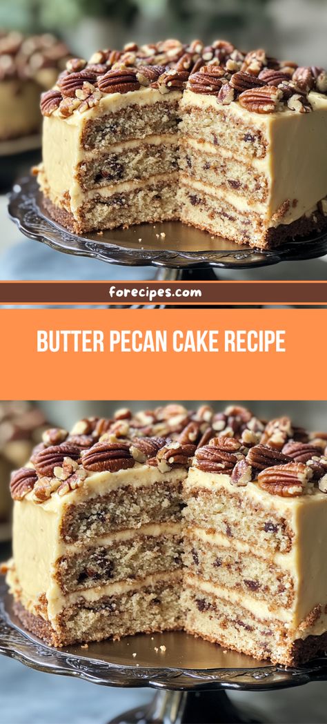 Indulge in the rich, buttery flavors of this classic Butter Pecan Cake. Butter Pecan Cake Recipe, Nachos Supreme Recipe, Lunch Casserole, Chocolate And Vanilla Cake, Cheese Stuffed Chicken Breast, Butter Pecan Cake, Cheese Stuffed Chicken, Nachos Beef, Pecan Cake