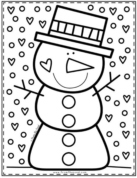 Spider Coloring Page, Snowman Coloring Pages, From The Pond, Winter Kindergarten, Winter Preschool, Christmas School, Winter Crafts For Kids, Preschool Christmas, Christmas Coloring Pages