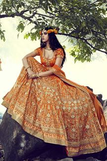 Picture of Sassy orange designer lehenga choli set Formal Lehenga, Saree Casual, Bridal Pakistani, Fashion Lehenga, Lehenga Indian, Orange Lehenga, Mehndi Outfit, Pakistani Mehndi, Dresses Pakistani