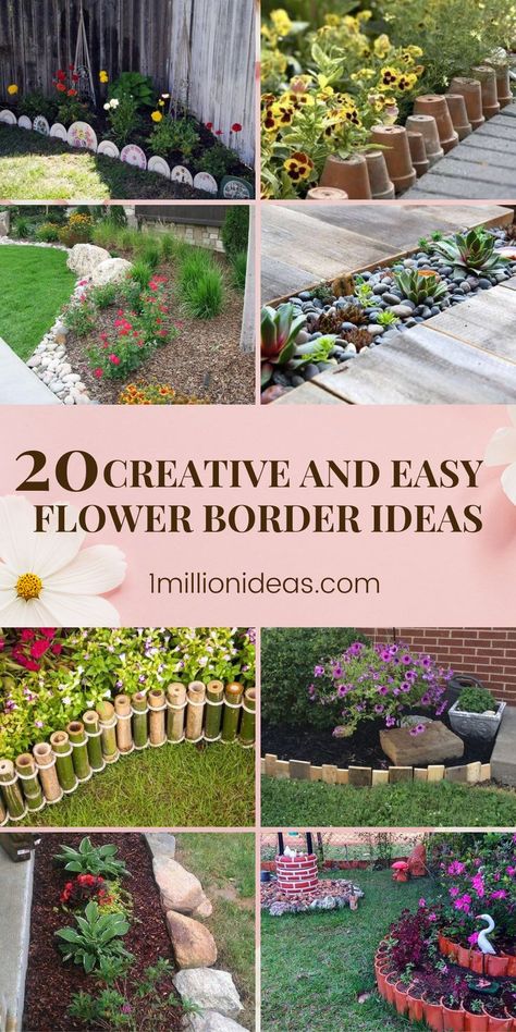 Flower Bed Divider Ideas, Garden Ideas Borders, Garden Borders With Pots, Raised Corner Flower Bed, Creative Flower Beds, Unique Flower Bed Borders, Diy Brick Flower Bed Border, Diy Flower Bed Border Ideas Cheap, Small Garden Border Ideas