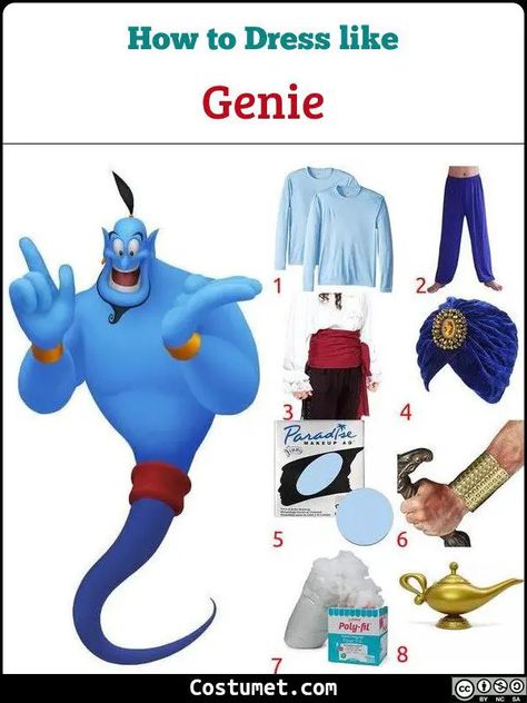 Diy Aladdin Genie Costume, Kids Genie Costume, Diy Genie Costume, Aladdin Costume Kids, Aladdin Genie Costume, Aladdin Halloween, Diy Costumes Men, Aladdin Musical, Diy Fantasia