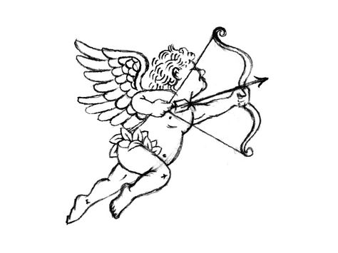 Cupid Drawing, Archer Tattoo, Cherub Art, Cupid Tattoo, Cherub Tattoo, Minimal Tattoo Design, Traditional Bow, Bow Tattoo, Angel Tattoo Designs