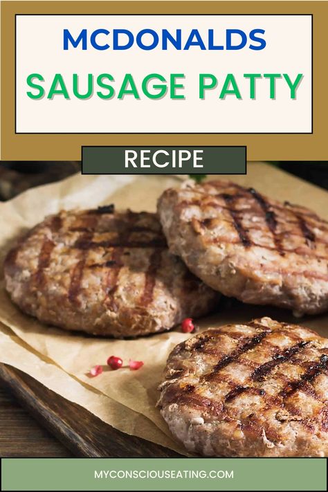 Sausage patty on a breakfast plate Mcdonald’s Sausage Recipe, Breakfast Sausage Patty Recipes, Mcdonalds Sausage Patty Recipe, Hamburger Sausage Recipes, Sausage Patty Breakfast Ideas, Pork Sausage Recipes Breakfast, Brunch Christmas, Breakfast Sausage Patties, Home Made Sausage