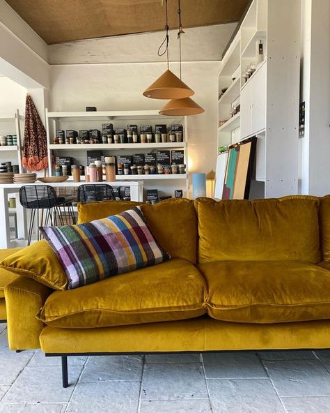 Ochre Sofa, Amber Sofa, House Of Orange, Velvet Sofas, Sale Off, Velvet Sofa, Apartment Ideas, Summer Sale, Home Goods