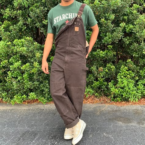 Baggy Overalls Outfit Men, Brown Overalls Outfits Men, Men’s Overalls, Men’s Overalls Outfit, Men Overalls Outfits, Brown Overalls Outfits, Mens Overalls Outfits, Overalls Outfit Men, Granola Boy