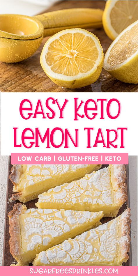 Keto Lemon Tart, Gluten Free Lemon Tart Recipe, Lemon Tart Recipe, Cream Tart, Postre Keto, Creamy Recipes, Low Carb Dessert, Keto Cake, Keto Dessert Easy