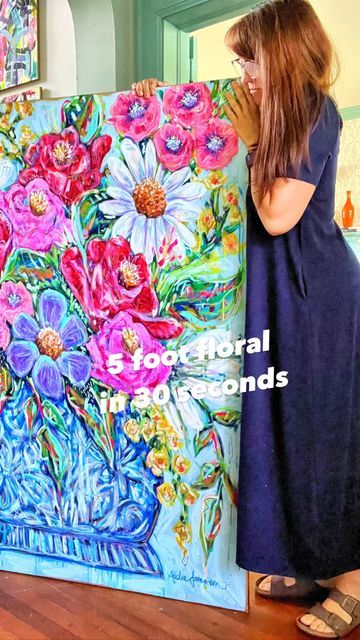 Audra Sampson on Instagram: "New big drippy 5 foot floral from start to finish. 💐💦 Please follow 👉🏼@audrasampson if you want to see the behind the scenes of the artwork being made that eventually becomes the surface art for our products at @audra_style. Lots of experimenting with new techniques and materials and sharing the process, messes, goofs and successes. This new painting is hanging in my dining room today but will be hanging in @audra_style in New Bern tomorrow unless someone snags i Audra Style, Surface Art, New Painting, Bern, Style Art, Chinoiserie, Floral Art, The Process, Behind The Scenes