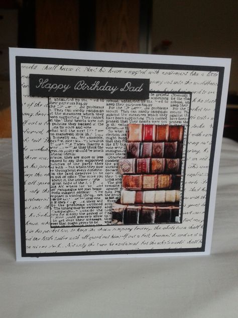 Book Lover Birthday Card Book Cards Ideas, Book Themed Crafts, Birthday Card Book, Teacher Birthday Card, Greeting Card Book, Vintage Cards Handmade, Reading Cards, Layered Cards, Birthday Men