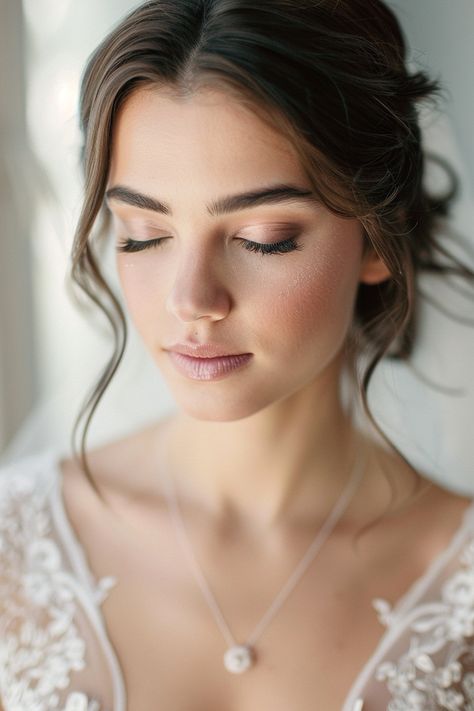 Natural Wedding Makeup For Green Eyes Red Hair, Bridal Makeup Hazel Eyes Brunette, Rose Gold Bridal Makeup, Chopping Hair, Wedding Makeup Simple, Natural Glam Bridal Makeup, Bridesmaid Makeup Natural, Bride Makeup Natural, Glam Bridesmaid