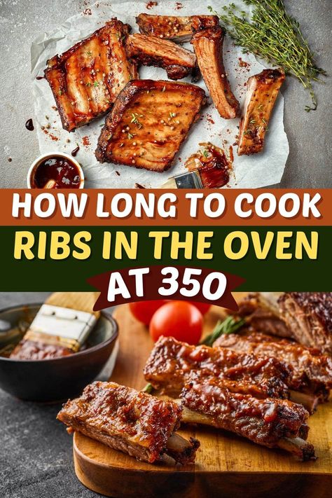 Learn how long to cook ribs in the oven at 350 with this delicious recipe. With 2 hours of baking and 1 hour of broiling, these tasty ribs fall off the bone. Half Rack Ribs In Oven, Cook Ribs In Oven, How Long To Cook Ribs In Oven, Rib Recipes In Oven, How To Cook Ribs In The Oven, Cooking Ribs In The Oven, Fall Off The Bone Baby Back Ribs In Oven, How To Reheat Ribs In Oven, How Long To Bake Ribs In Oven