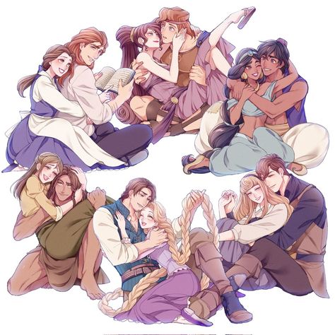 Disney Character Art, Arte Peculiar, Disney Princess Fan Art, Disney Characters Videos, Disney Princess Drawings, Disney Artwork, Disney Jokes, Disney Favorites, Disney Couples