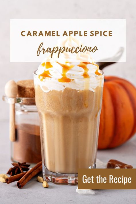 Apple Frappuccino, Frappuccino Recipes, Brew Coffee Recipe, Caramel Apple Spice, Fall Drink Recipes, Homemade Frappuccino, Cold Brew Coffee Recipe, Frappe Recipe, Cold Coffee Recipes