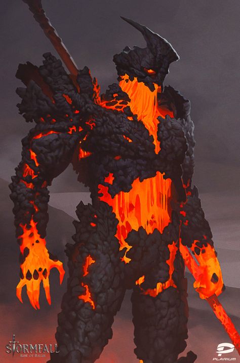 ArtStation - Lava spirit, i Asimov Lava Elemental, Burning Background, Lava Monster, Concept Art Character Design, Art Character Design, Dragon Rpg, Legends And Myths, Fantasy Beasts, 다크 판타지